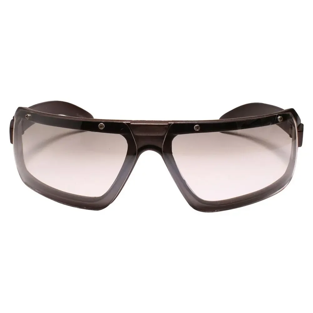 Unique Retro Futuristic Novelty 90s Wrap Around Brown Rectangle Sunglasses